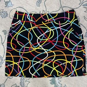 Loudmouth Golf Black Mini Skirt with Multicolor Swirls